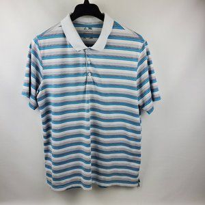 Adidas Climacool 1/4 Button Golf Polo Shirt Mens Size XL Blue Gray White Stripes